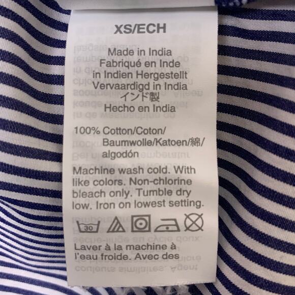 J.Crew Shirt Women's X-Small Re-Imagined Button Up Striped Navy White Pockets - Picture 6 of 8